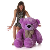 48in huge purple teddy bear DeeDee Cuddles is so soft and snuggly with beautiful fur