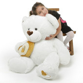 Chomps Big Love Large White Silver Heart Teddy Bear 42 in