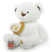 42in Chomps Big Love large white silver heart teddy bear