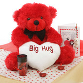 He Loves Me Red Teddy Bear Hug Care Package 18in