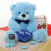 He Loves Me Blue Teddy Bear Hug Care Package 18in