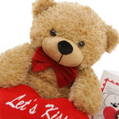 18in Amber Teddy Bear with Let's Kiss Red Heart Package