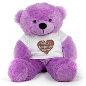 30in Purple DeeDee Cuddles Personalized Teddy Bear with Heart Truffle Shirt