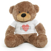 3ft Personalized Teddy Bear with Heart Print T-shirt Sunny Cuddles