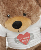 Sunny Cuddles Mocha Personalized Teddy Bear with Heart Print T-shirt