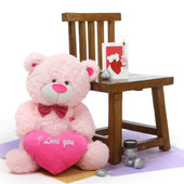 He Loves Me! Bear Hug Care Package featuring LuLu Shags Pink 30in