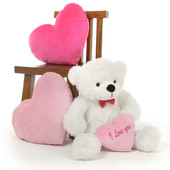 30in Coco L Cuddles White Teddy Bear with I Love You Heart