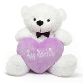 Coco M Cuddles White Teddy Bear with Happy Mothers Day Heart 38in