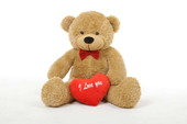 2.5ft Amber Shaggy Cuddles Teddy Bear with I Love You Heart