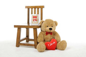 30in Shaggy L Cuddles Amber Teddy Bear with I Love You Heart