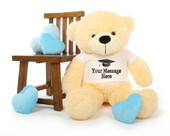 3ft Vanilla Cream Big Teddy Bear with Graduation T-shirt