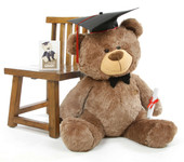 Tiny G Shags Mocha Graduation Teddy Bear with Cap and Diploma 37in
