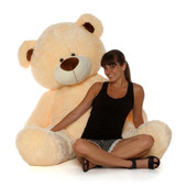 Giant 60 Inch Cream Shags Teddy Bear in Sitting Position Adorable