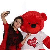 5ft Giant Red Teddy Bear Bitsy Cuddles in Cute You're Special Shirt