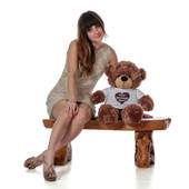 2 Foot Mocha Brown Super Soft Cute Teddy Bear with Personalized T-shirt