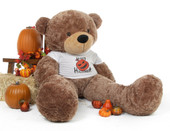 60 inch Giant Teddy Halloween Bear Sunny Cuddles makes an impressive gift in his Happy Halloween t-shirt!