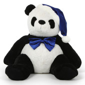 Stuffed Panda with Christmas Hat and Bow