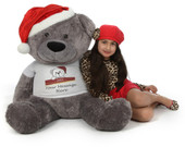 Make Christmas Personal and Special with Diamond Shags big personalized teddy bear in red Santa hat, 45in