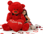 Huge Red Valentine’s Day Teddy Bear with “I Love You” Heart Randy Shags is 52in