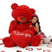52in Huge Red Valentine’s Day Teddy Bear with “I Love You” Heart Randy Shags