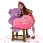 Purple Sewsie Big Love is 30in and ready for Valentine’s Day with her huge “I Love You THIS Much!” plush pink heart