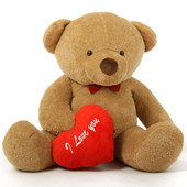 Romantic and Sweet! 60in Cutie Chubs Teddy Bear for Valentine’s Day with big “I Love You” hearts