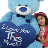 Marty Shags is with a huge “I Love You This Much!” royal blue plush heart – 52in (Up close & personal)