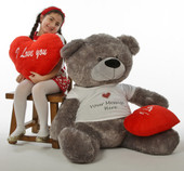 Diamond Shags Valentine’s Day Teddy Bear with Personalized T-Shirt and red “I love you” heart pillow –  52in
