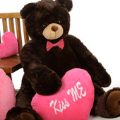 Baby Tubs Chocolate Teddy Bear 42in with Hot Pink Kiss Me Heart