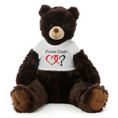 3½ ft Baby Tubs Cuddly Dark Brown Prom Teddy Bear (Prom Date? - Double Hearts)