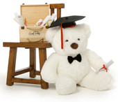 30in Huge White Sprinkle Chubs Teddy Bear with Graduation Cap & Diploma