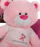 Giant Pink Teddy Bear Lulu Shags says "Think Pink"!