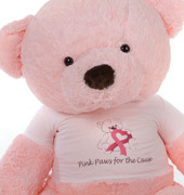 5ft Pink Giant Teddy Bear Gigi Chubs says "Think Pink!"