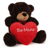 3 Foot “Be Mine” Valentine's Day Teddy Beart with red heart pillow