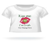 St. Patrick’s Day Kiss Me I’m Irish lips sealed w/clover Giant Teddy Bear Personalized Shirt