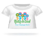 “Spring is here!” w/flowers Giant Teddy Personalized Bear shirt