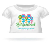“Spring is here!” w/flowers Giant Teddy Personalized Bear shirt