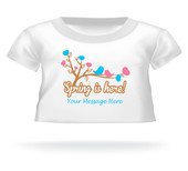 “Spring is here!” w/birds & hearts Giant Teddy Personalized Bear shirt