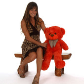 Big Teddy Bear huggable Lovey Cuddles Beautiful Orange Red Fur 30in