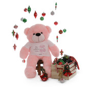 48in Pink Lady Cuddles ‘My First Christmas’ holiday huggable Bear Life Size