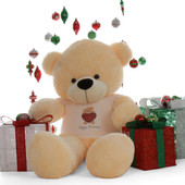 Happy Holidays 6ft Life Size Vanilla Cream Teddy Bear Cozy Cuddles