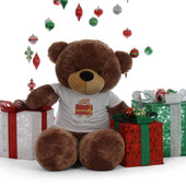 Happy Holidays 5ft Life Size Mocha Brown Teddy Bear Sunny Cuddles