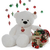 5ft Merry Christmas  Life Size Extra huggable White Teddy Bear Coco Cuddles