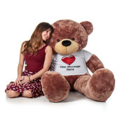 Super Soft Personalized 5 Foot Mocha Brown Teddy Bear