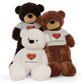 5ft life size family Personalized White Chocolate Mocha Teddy Bear Cuddles in Red Heart Shirt Cutest