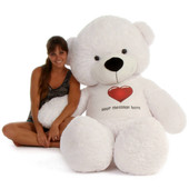 6ft life size Personalized Teddy Bear White Coco Cuddles Red Heart Shirt