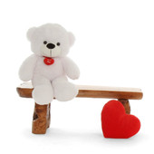 2.5 ft. Super Soft White Teddy Bear with Let's Kiss Heart Necklace