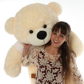 4ft Personalized Huggable Teddy Bear for Valentine’s Day with Let’s Kiss t-shirt Cozy Cuddles Cream