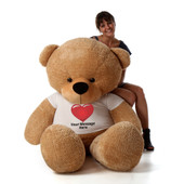 Life Size 72in Personalized Valentine’s Day Teddy Bear gift Shaggy Cuddles Amber Brown Fur