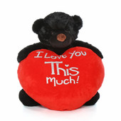4ft Cuddles Life Size Valentine’s Day Gift Giant Teddy bear Black Fur Red Plush Heart